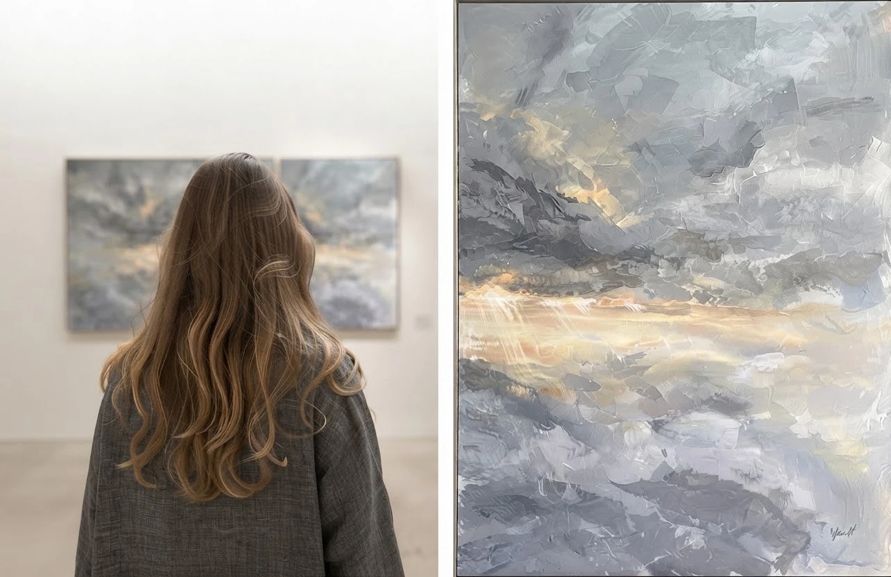 Yevheniia with her painting